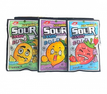 Конфеты Sour Candy Acid Warning Suan ассорти вкусов 20гр 1шт/20уп